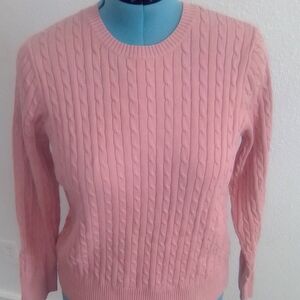 Jeanne Pierre Soft Pink Cable knit Pullover Sweater Long Sleeve XL Woman's